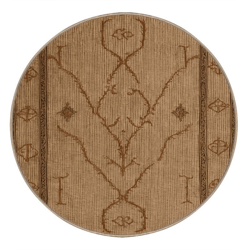 Tapis brun français lavable à la machine, Rond 4 pi