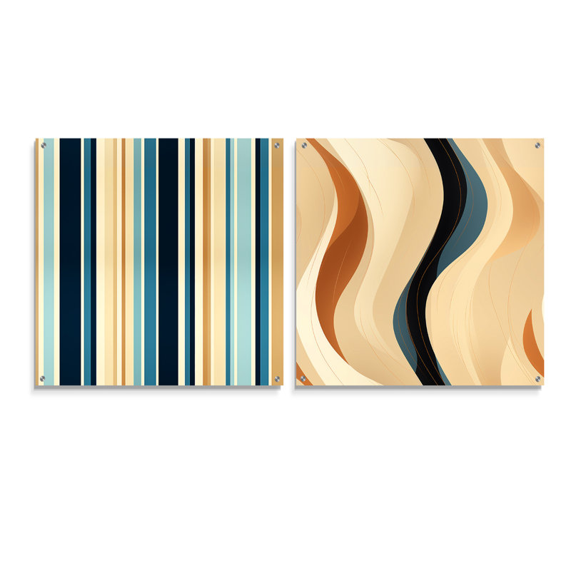 Cullifer - Formes abstraites en acrylique, ensemble de 2 verres, H 16 po x l 33 po