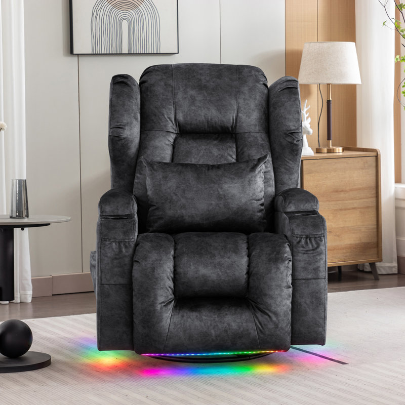 Upholstered Power Recliner, Gray