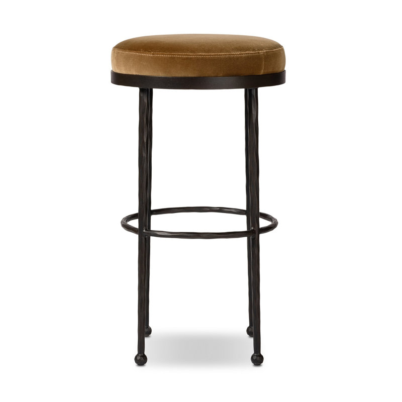 Eloise Backless Metal Stool, Bar Stool (31.25" Seat Height), Surrey Ochre
