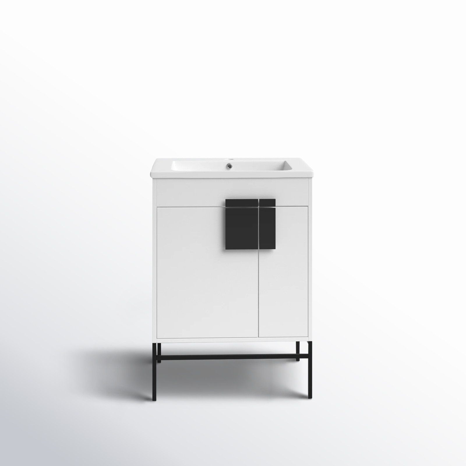 Maisie 24'' Single Bathroom Vanity, Black Matte, White