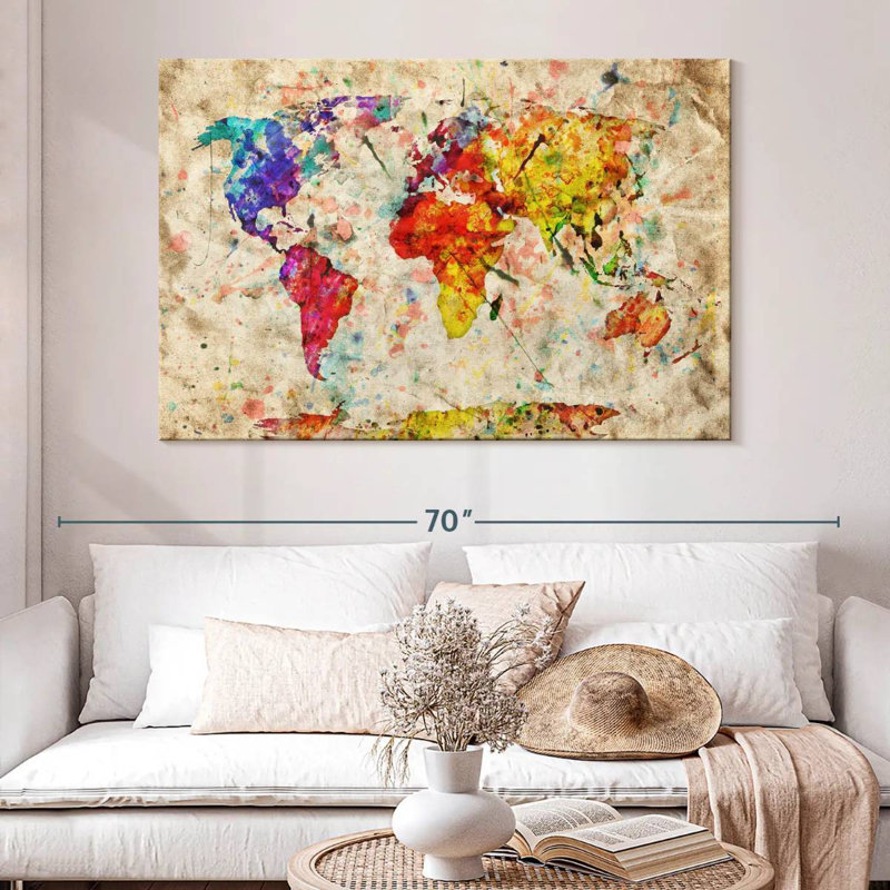 Aliaz Retro Expression World Map, 34" H x 51" W