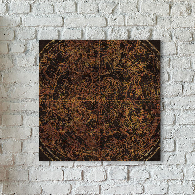 «Northern Celestial Sphere», impression sur toile, Toile avec cadre noir, Pas de tapis, H 37 po x l 37 po x P 1,5 po