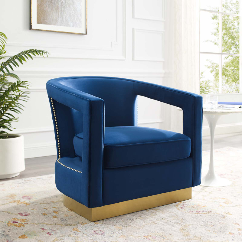 Frolick Performance Velvet Armchair by Modway, Navy