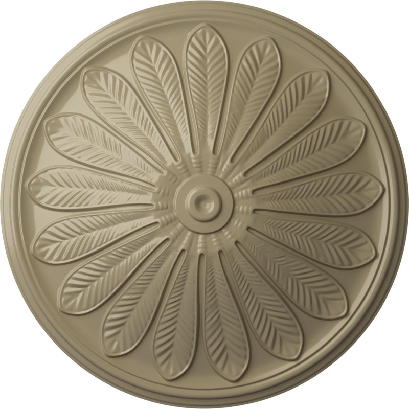 Médaillon de plafond traditionnel en résine Endurathane, 24 3/8 po x P 1 1/8 po (convient aux auvents jusqu'à 5 7/8 po), pot peint à la main de finition crème