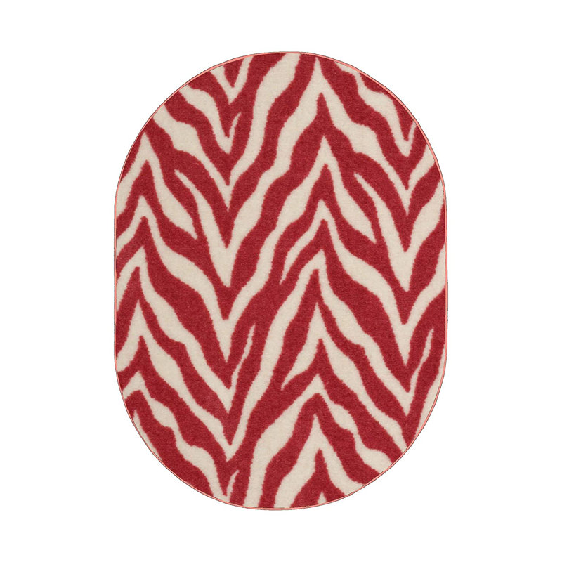 Tapis imprimé animal - Zèbre sauvage au cœur, Ovale 6 pi x 8 pi