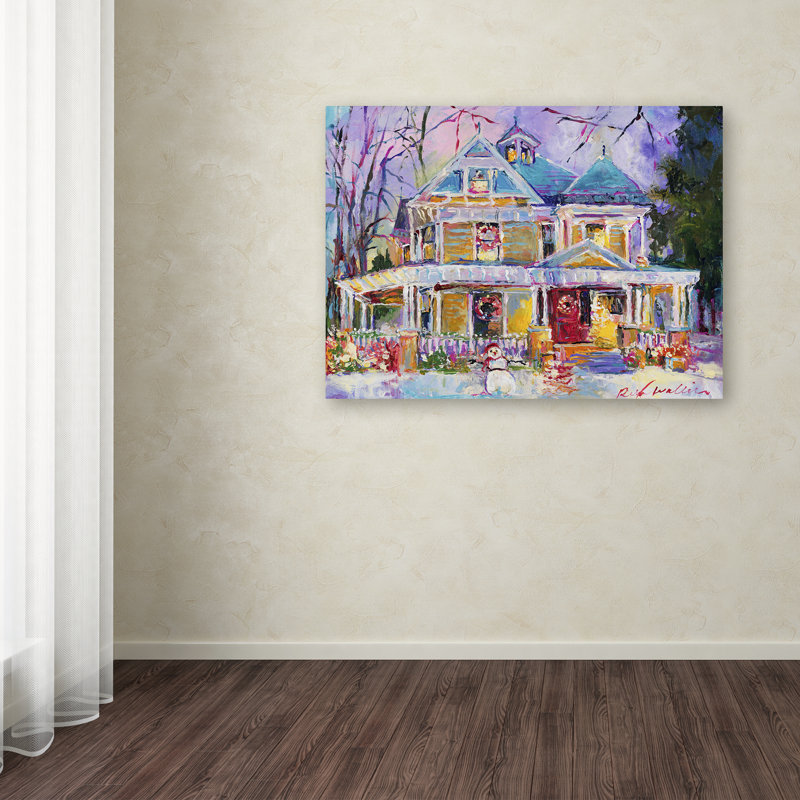 « christmas house », impression sur toile, H 24 po x l 32 po x P 2 po, Toile tendue, Pas de tapis