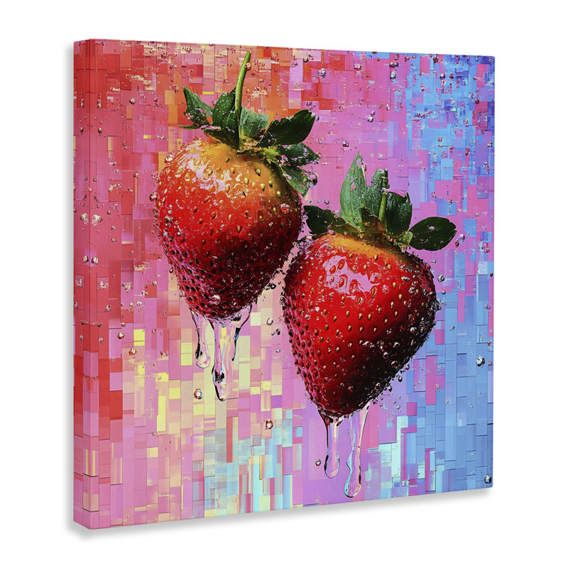 Lush Strawberries with Water Drip Canvas, design par LSR Creative Studio, H 36 po x l 36 po