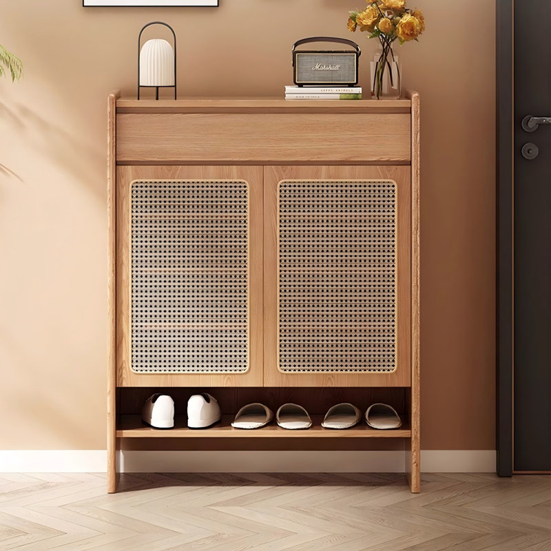 35.43" Natural Wood Color Solid wood Red Oak Shoe Storage
