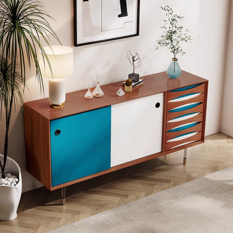 Buffet multifonctionnel, H 31,5 po x l 55,12 po x P 15,75 po, Bleu / blanc