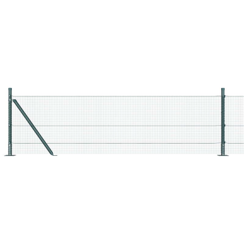 Welded Wire Fence With 7 Flanged Posts Steel, 40cm H x 1000cm W, Green