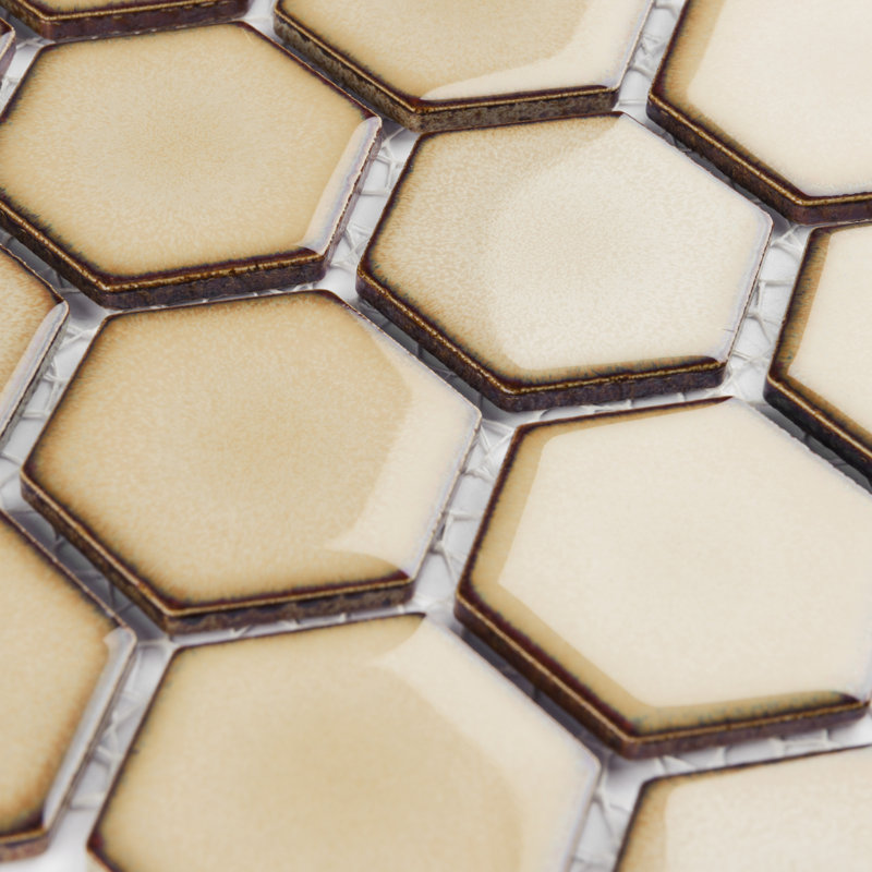 Hudson Due 2" x 2" Hex Porcelain Mosaic Wall & Floor Tile, Caffe