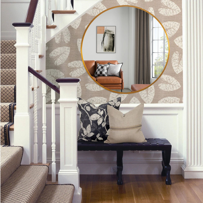 Miroir décoratif mural en métal Mariemont, H 31 po x l 31 po, Or