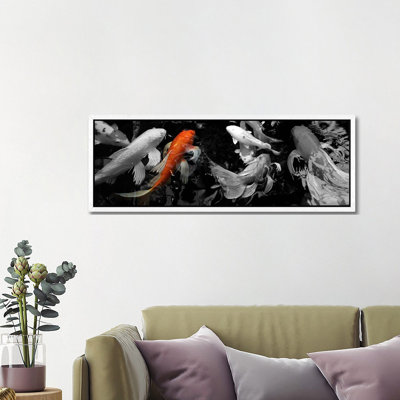 Koi Carp swimming underwater Color Pop 1 Piece Panoramic Wall Art on Canvas