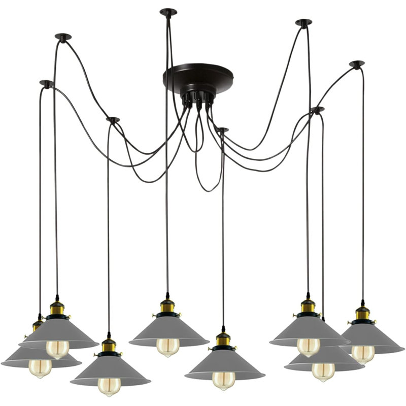 8 - Light Cluster Pendant, Grey, Yes