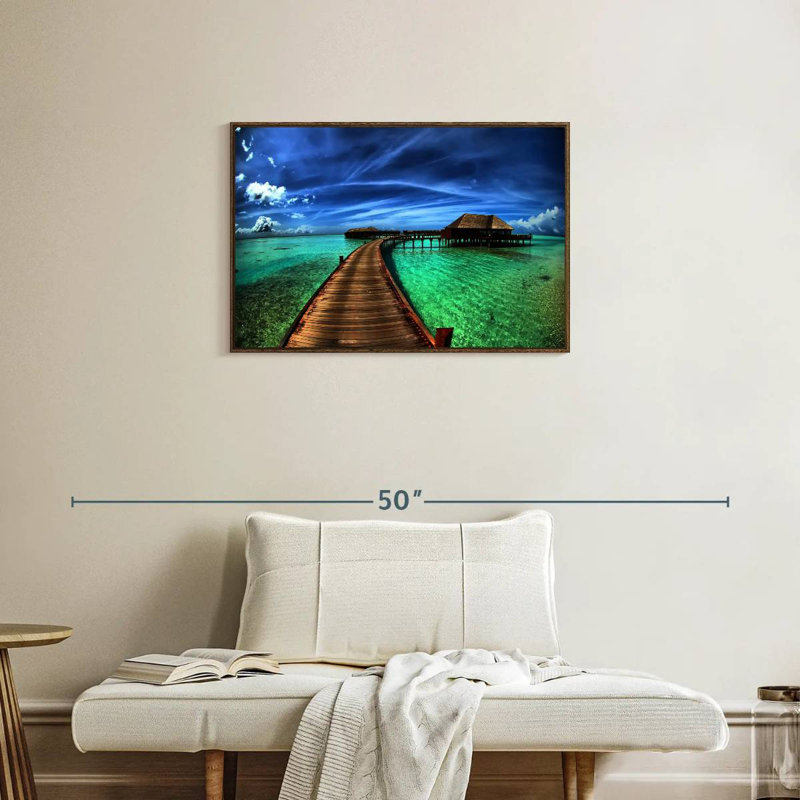 Maldives Bungalow Dock, Cadre flottant noyer, 31 po x 21 po