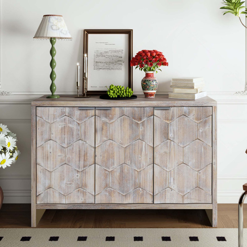 Farmhouse Wooden Sideboard Buffet Server Cabinet With Doors For Living Room, Entryway, Hallway, Office, Kitchen And Dining Room