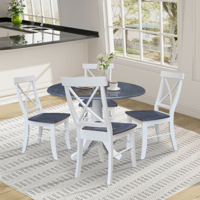 Dalia Round Top 5 Piece Drop Leaf Solid Wood Dining Set