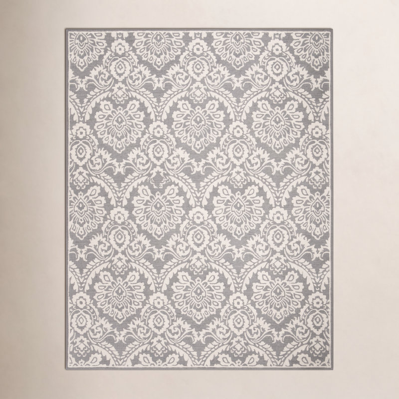 Tansy Handmade Wool Ivory/Gray Rug, Rectangle 8' x 10'