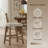2-piece Set Of Backless Bar Stools With Leather Seats And Wooden Legs, Suitable For Kitchens And Bars-647064071