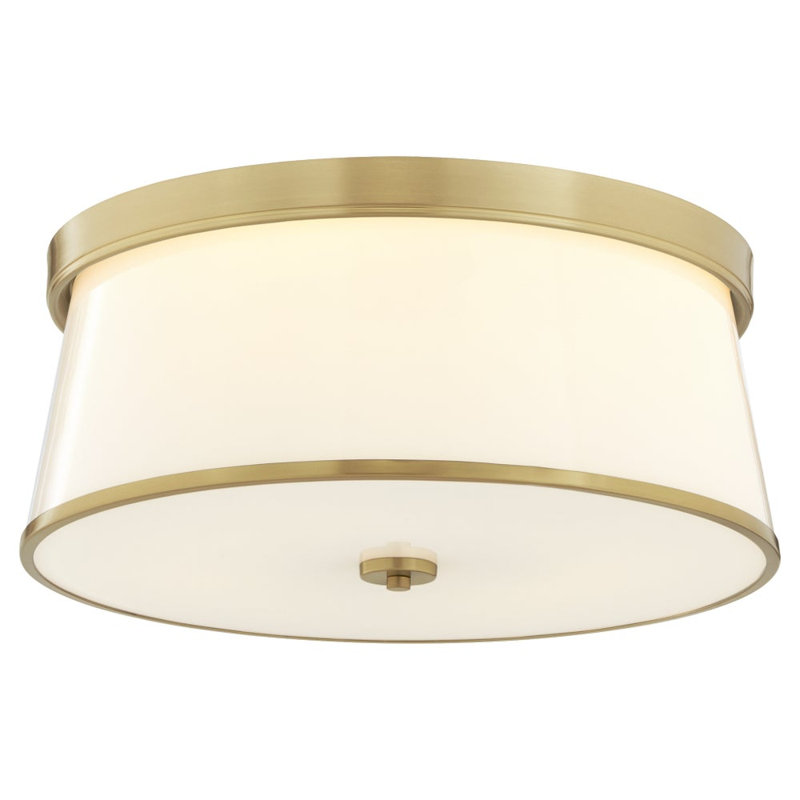 Qualesha Glass Flush Mount, 9" H x 20" W x 20" D, Antique Brass