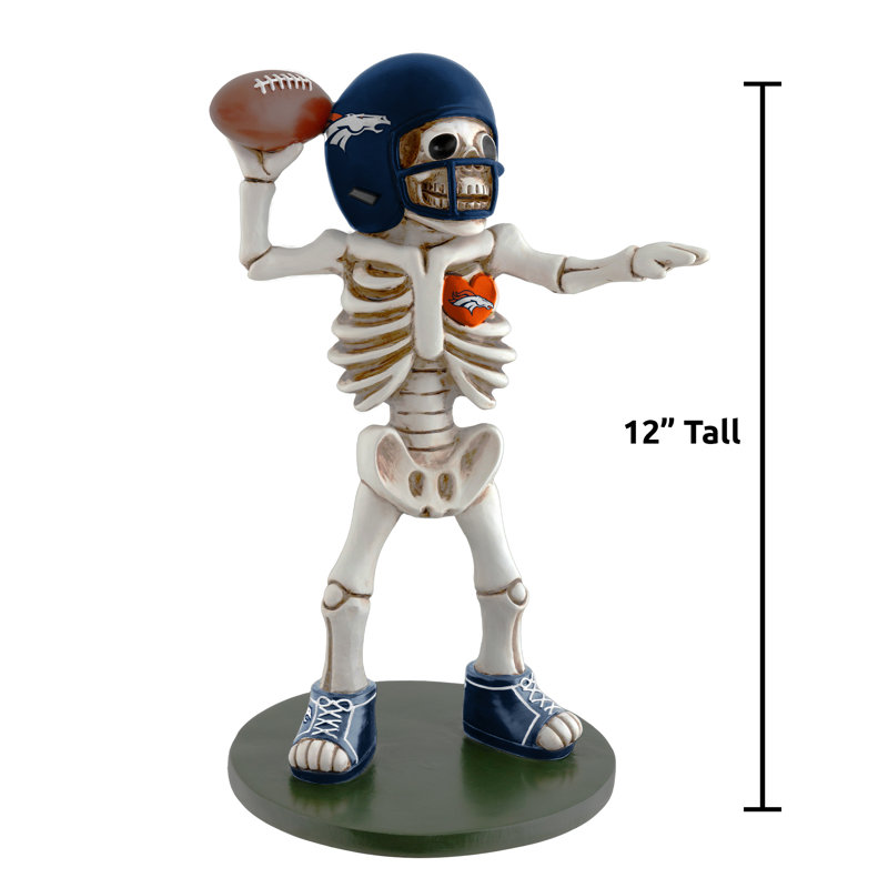 NFL Dallas Cowboys Skeleton Quarterback Resin Figurine | 12 in, NFL Denver Broncos