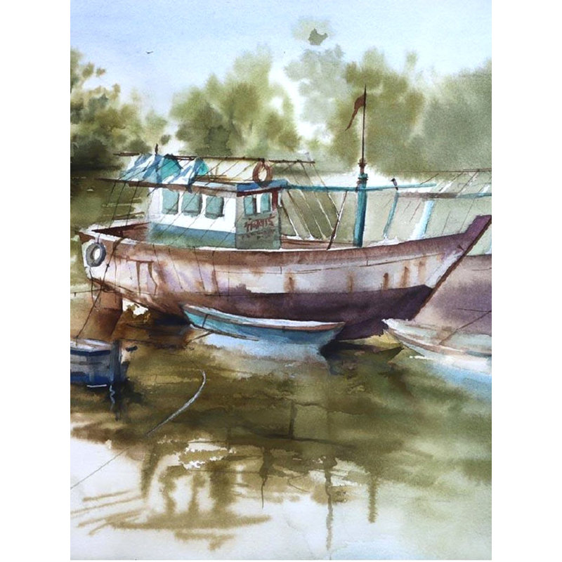 Sortie de bateaux | Aquarelle sur papier | Par Deepika Ramshetty