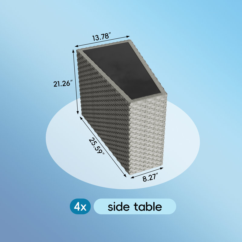 Ensemble de conversation pour patio demi-lune 6 personnes entièrement assemblé avec table basse et table d'appoint, Gris