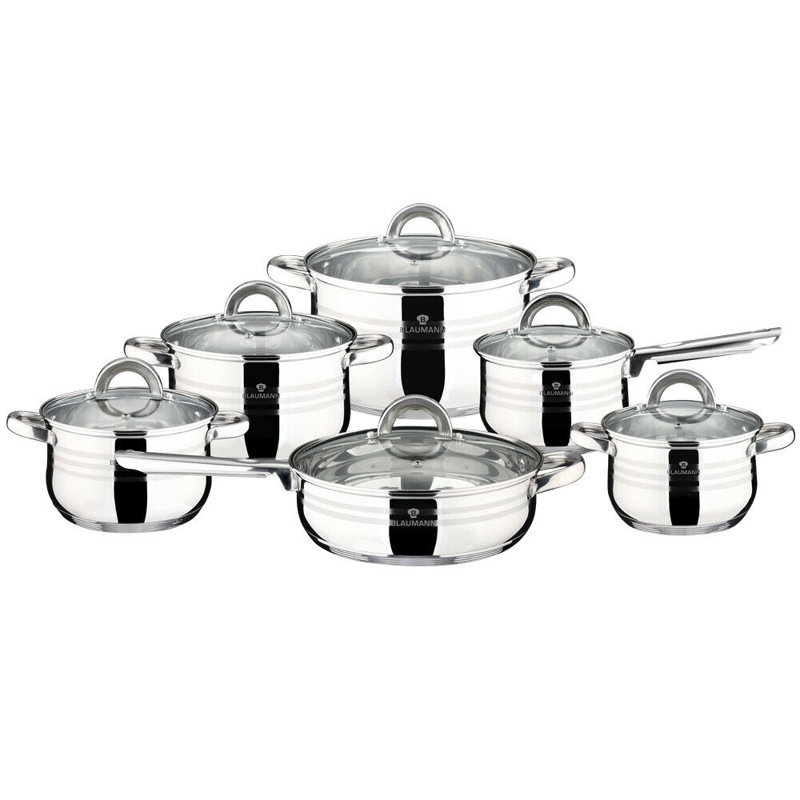 Blaumann 12 Piece Stainless Steel Cookware Set