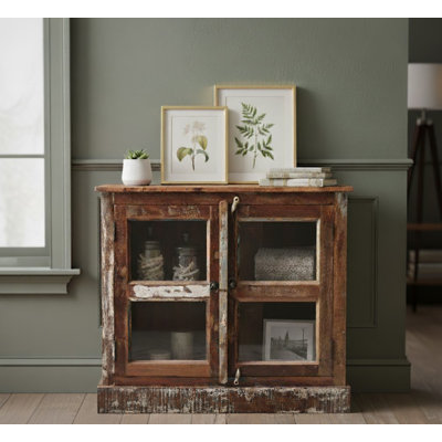 Armoire avec porte en verre antique