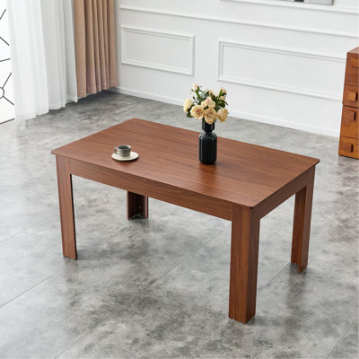 Table de salle à manger extensible rectangulaire, table de cuisine extensible moderne avec 2 abattants, finition noyer, table de salle à manger peu encombrante pour petite et grande famille, salle à manger et salon