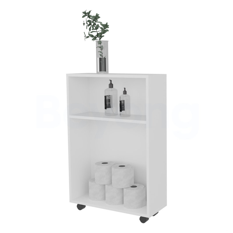 Chariot de rangement roulant blanc avec design compact polyvalent