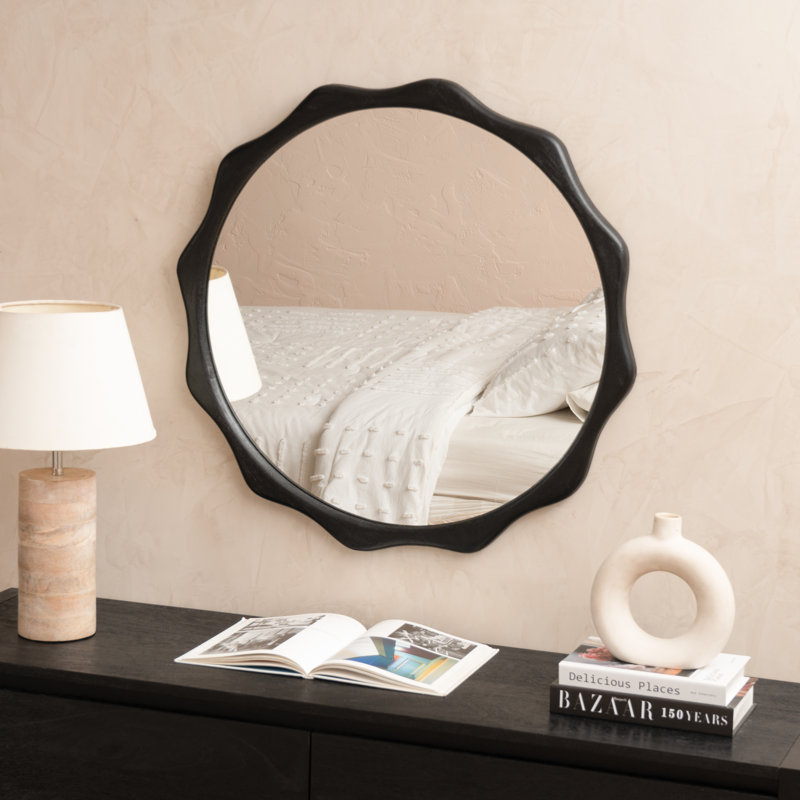 Eastham Solid Wood Accent Wall Mirror, Black