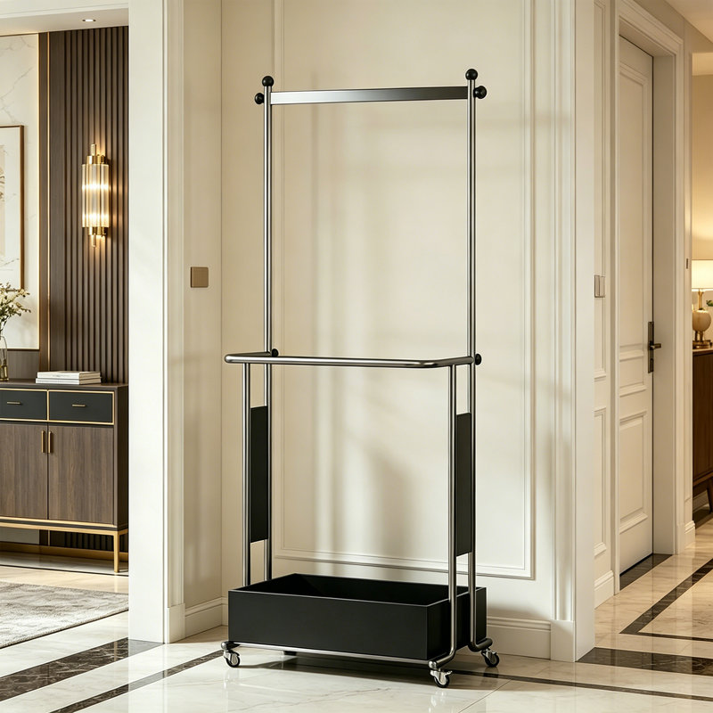 Portemanteaux double avec bac de rangement, Black