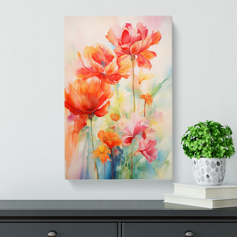 Floral Gestural - Wrapped Canvas, 60cm H x 40cm W x 3cm D