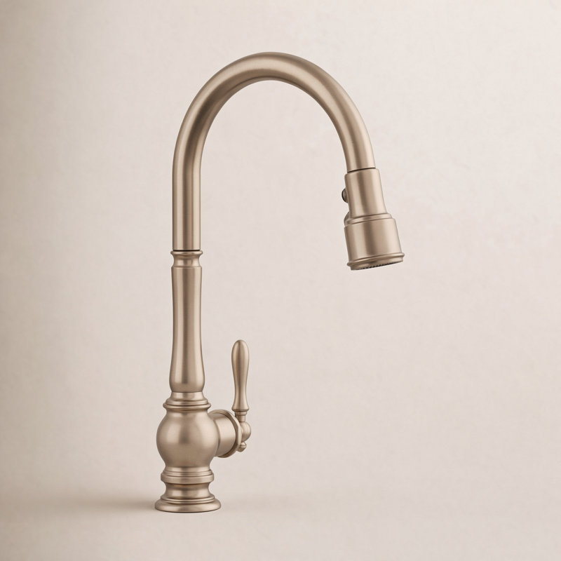 Artifacts® Pull Down Single Handle Kitchen Faucet, Vibrant Brushed Bronze