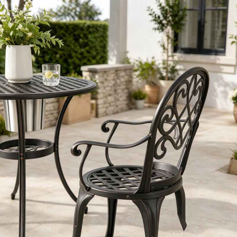3PC CAST BISTRO SET W ICE BUCKET