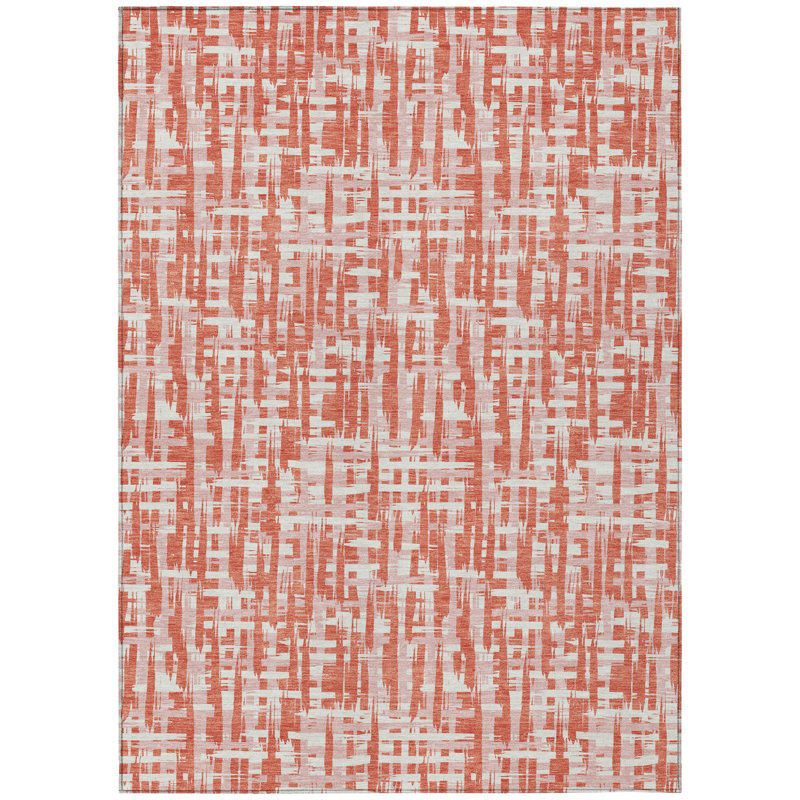 Tapis intérieur lavable abstrait 9 pi x 12 pi Coral