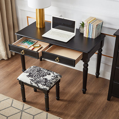 Bureau à 2 tiroirs en bois de frêne de style français