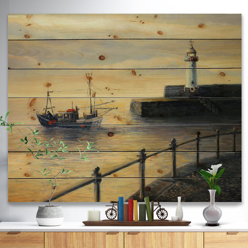 « souvenirs of the old phare », peinture, Bois, H 36 po x l 46 po x P 1,5 po