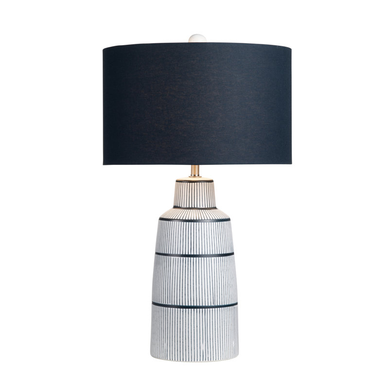29" Ceramic Table Lamp With Blue Shade