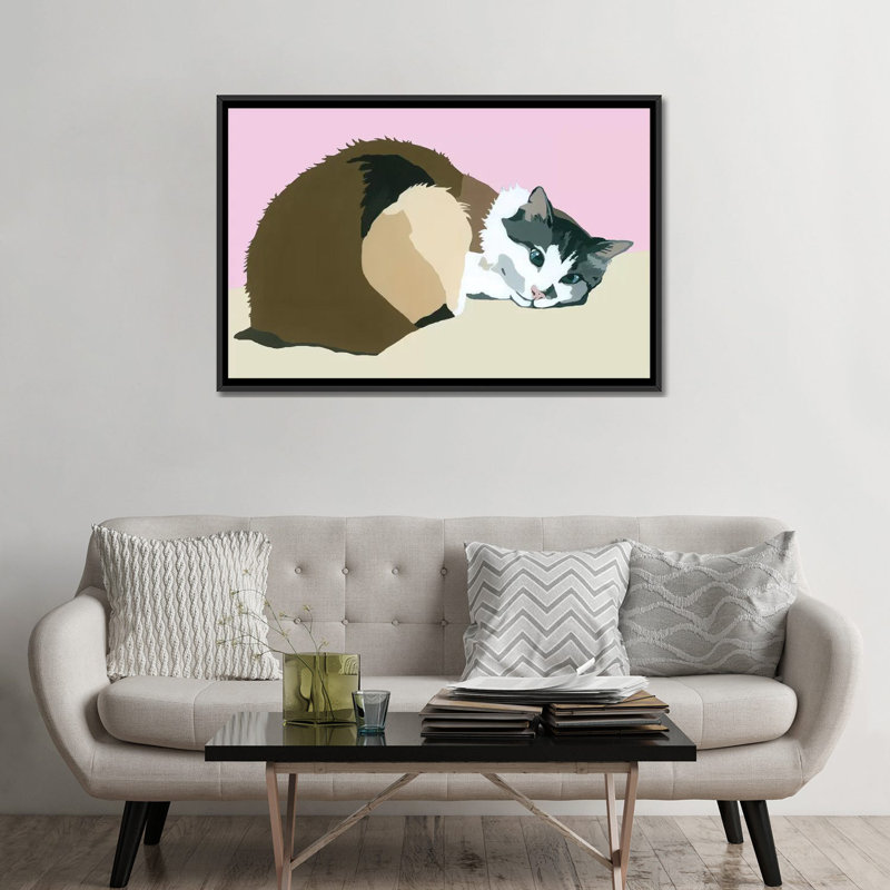 « colbert on rose », impression sur toile tendue, H 32 po x l 48 po x P 1,5 po, Toile avec cadre noir, Pas de tapis