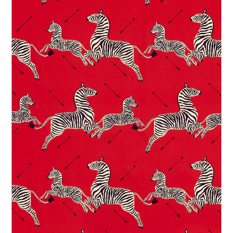 Zebras Petite 100% Cotton Fabric, Masai Red