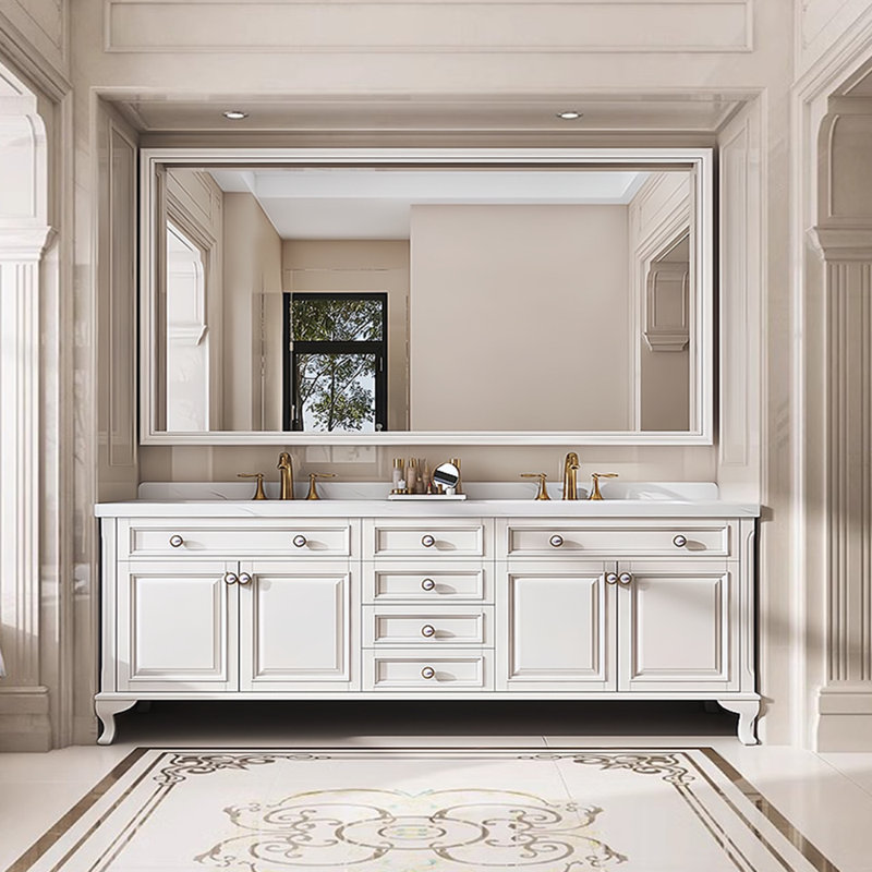 American-style villa luxury bathroom Vanity, 79", White