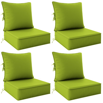 Outdoor 6.5" Thick Deep Seating Cushion Set Water-Resistant & Fade-Resistant Patio Chair Cushions