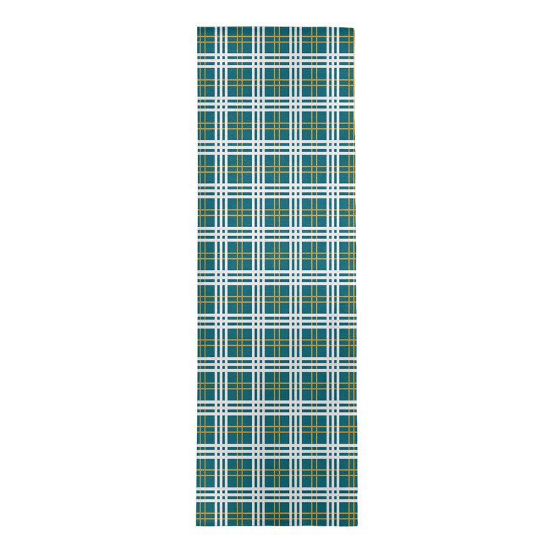 Tapis bleu sarcelle écossais, Tapis de couloir 2 pi 6 po x 8 pi