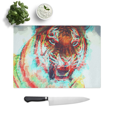 Tempered Glass Roaring Tiger Chopping Board