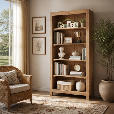 Bibliothèque en bois massif, étagère de rangement à 5 niveaux