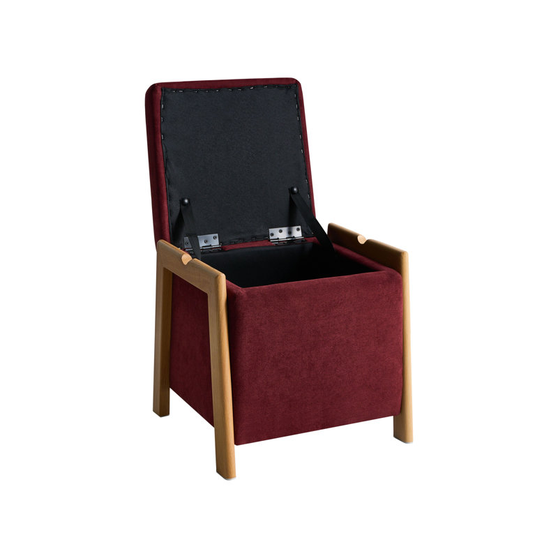 Taheem 45cm Wide Square Solid Colour Pouffe Ottoman with Storage, Red