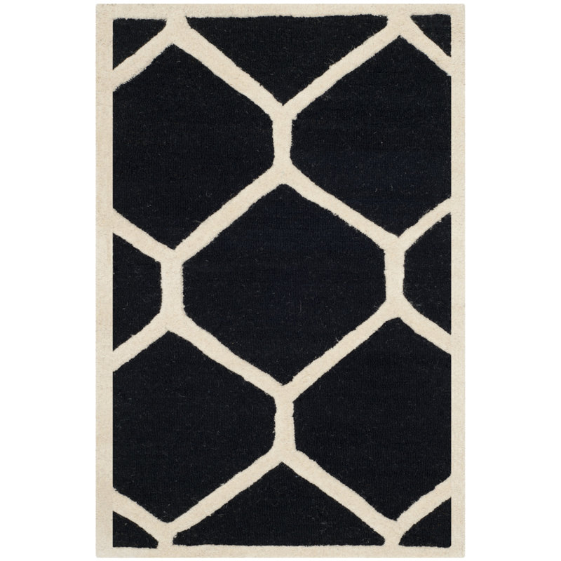 Deedgra Hand Tufted Wool Geometric Rug, Rectangle 2'6" x 4'